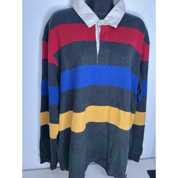 Eddie Bauer Shirt Mens Rugby Polo Long Sleeve Striped Collared Size Large - Picture 3 of 7